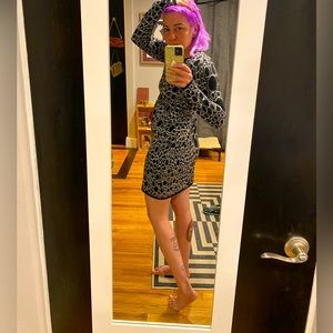 Sexy sparkly animal print sweater dress